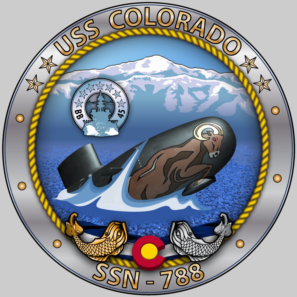 ssn-788 uss colorado insignia crest patch badge virginia class attack submarine us navy 03c