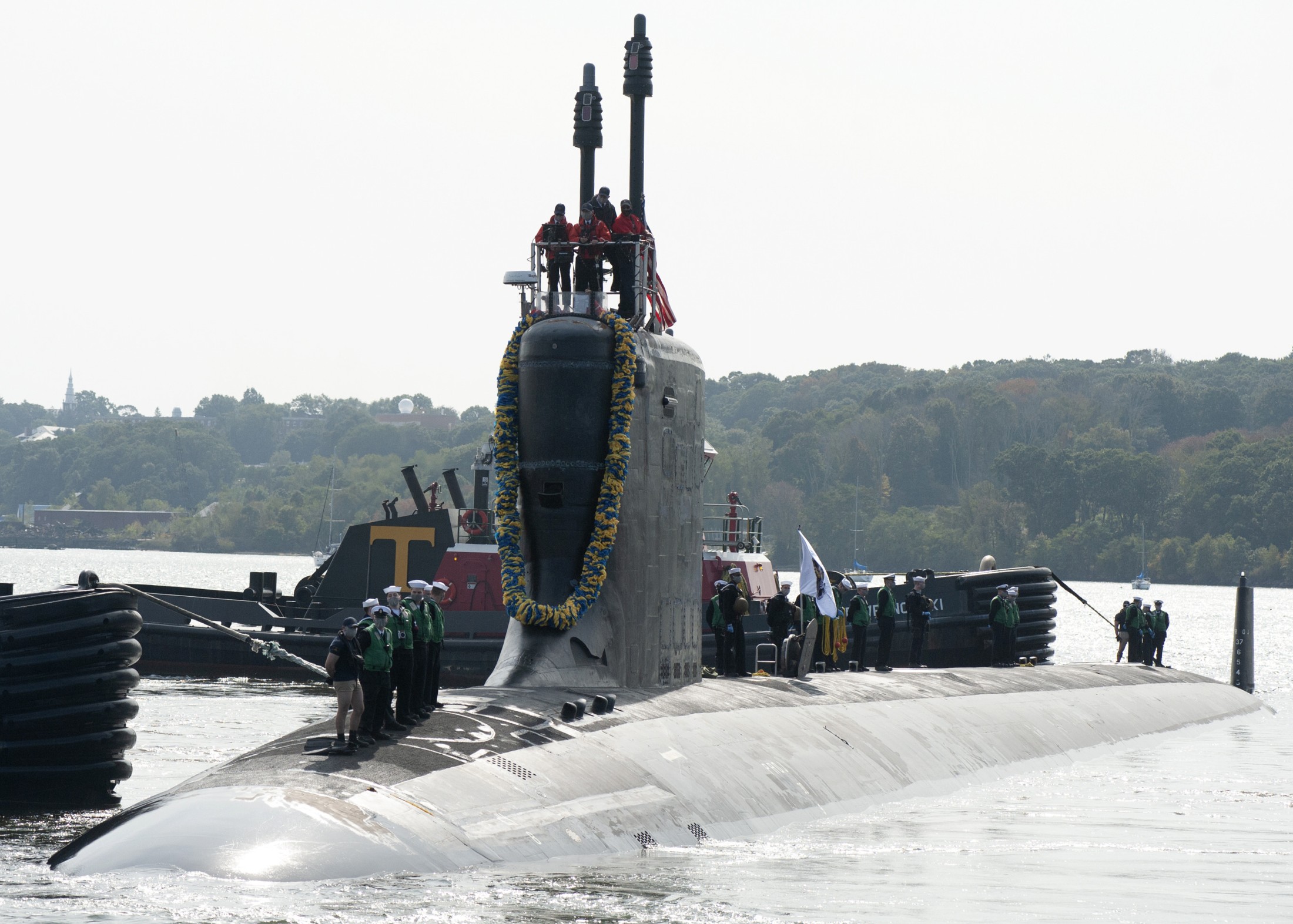 ssn-789 uss indiana virginia class attack submarine us navy 58 returning subase new london groton maiden deployment