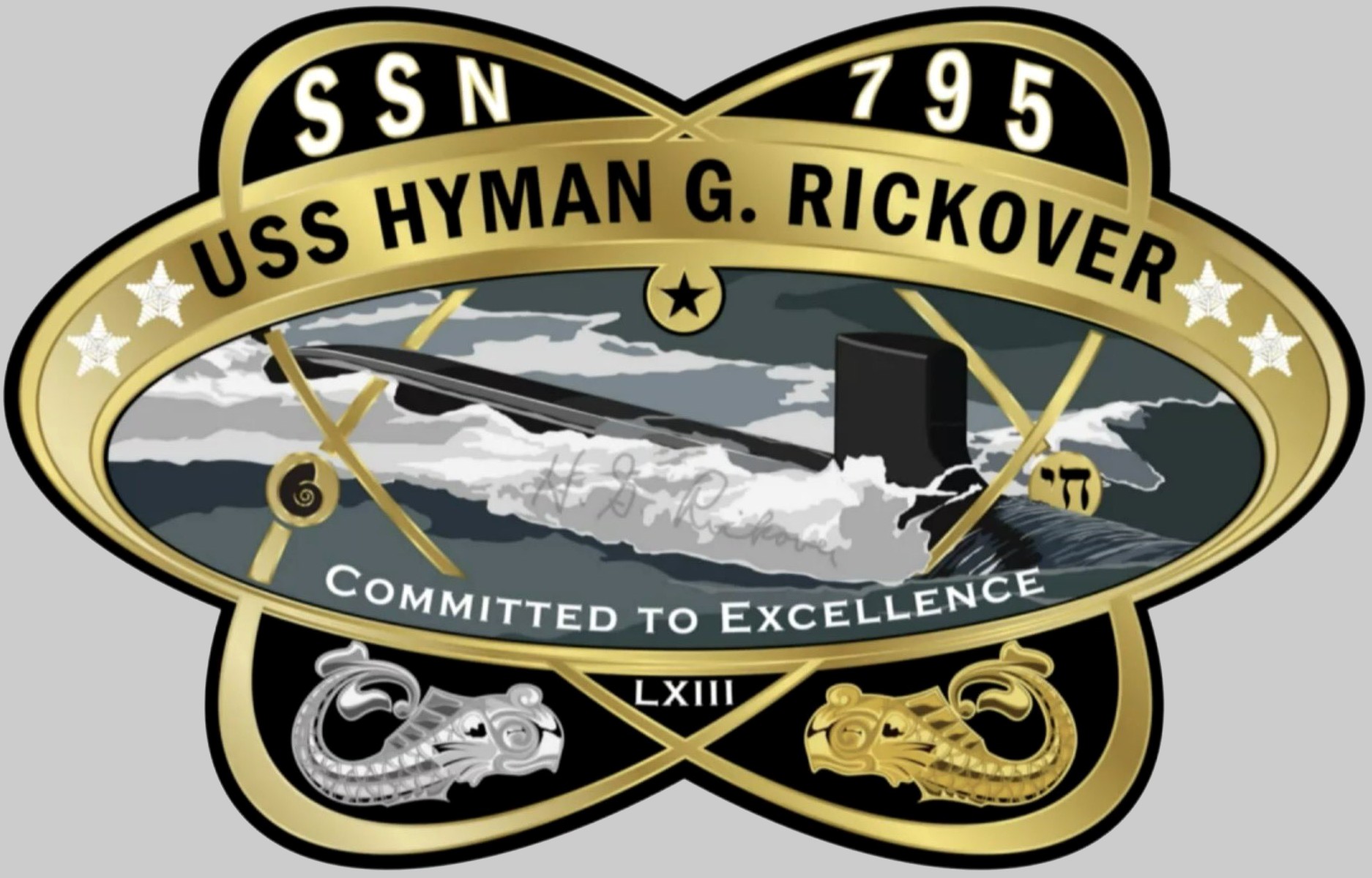 ssn-795 uss hyman g. rickover insignia crest patch badge virginia class attack submarine us navy 02x