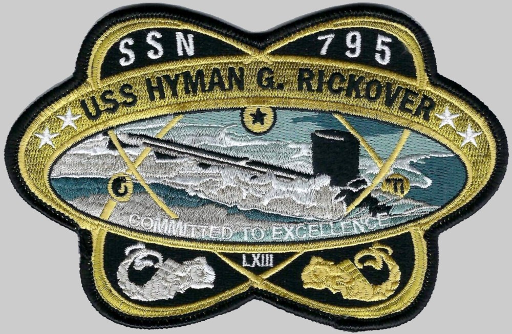 ssn-795 uss hyman g. rickover insignia crest patch badge virginia class attack submarine us navy 02p