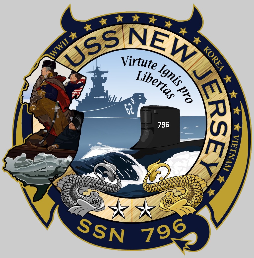 ssn-796 uss new jersey insignia crest patch badge virginia class attack submarine us navy 02x