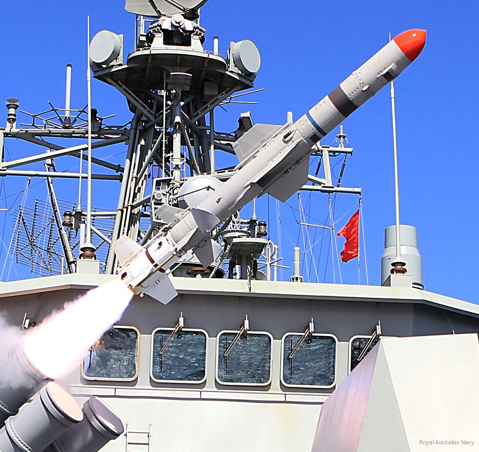 rgm-84 harpoon ssm mk-141 missile launcher hmas warramunga ffh-152